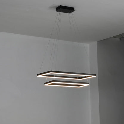 Lustre Rectangulaire à Plusieurs Niveaux - Luminaire Stratégique