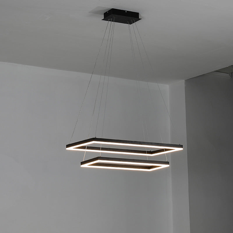 Lustre Rectangulaire à Plusieurs Niveaux - Luminaire Stratégique