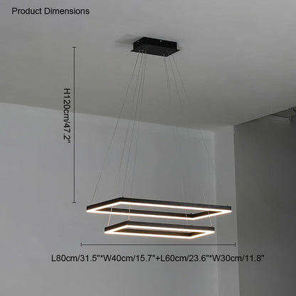 Lustre Rectangulaire à Plusieurs Niveaux - Luminaire Stratégique