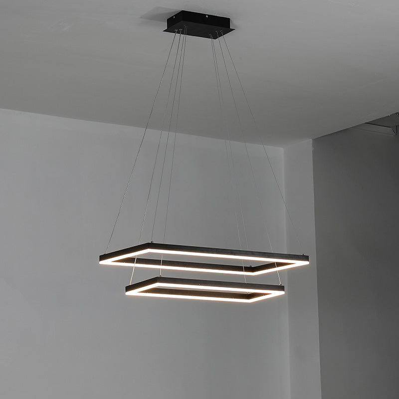 Lustre Rectangulaire à Plusieurs Niveaux - Luminaire Stratégique