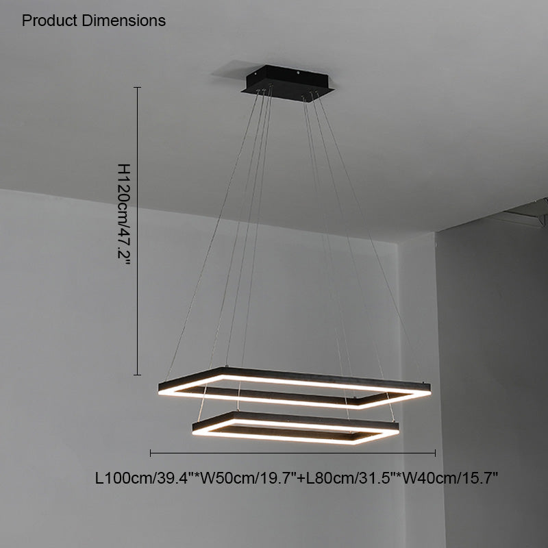 Lustre Rectangulaire à Plusieurs Niveaux - Luminaire Stratégique