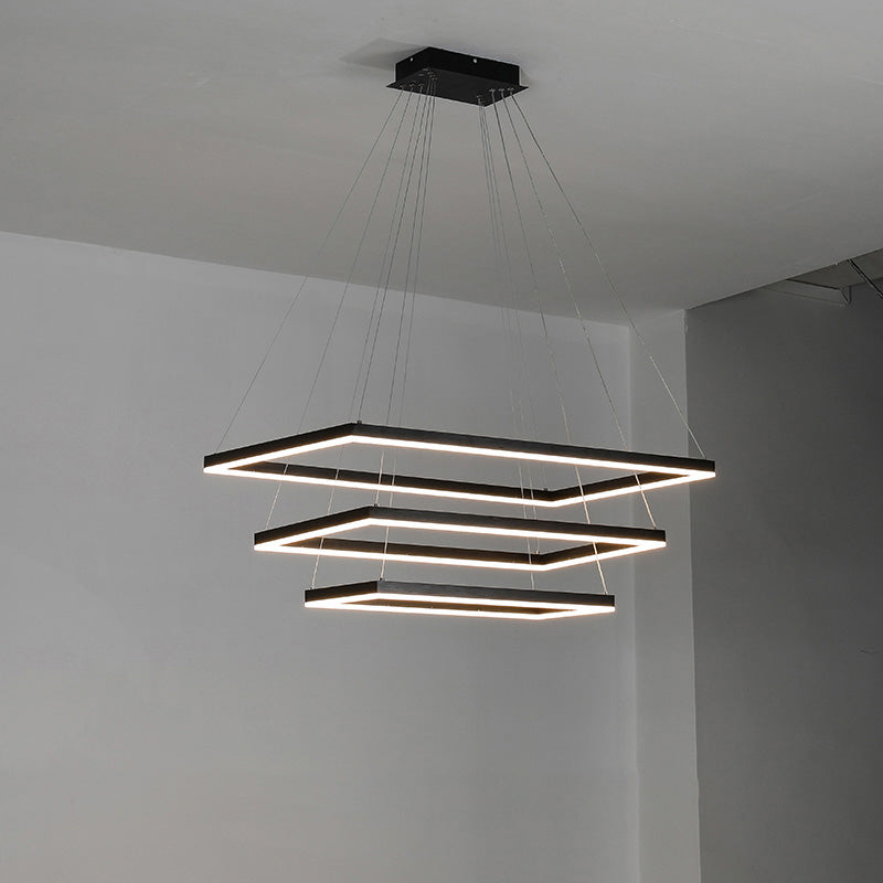 Lustre Rectangulaire à Plusieurs Niveaux - Luminaire Stratégique