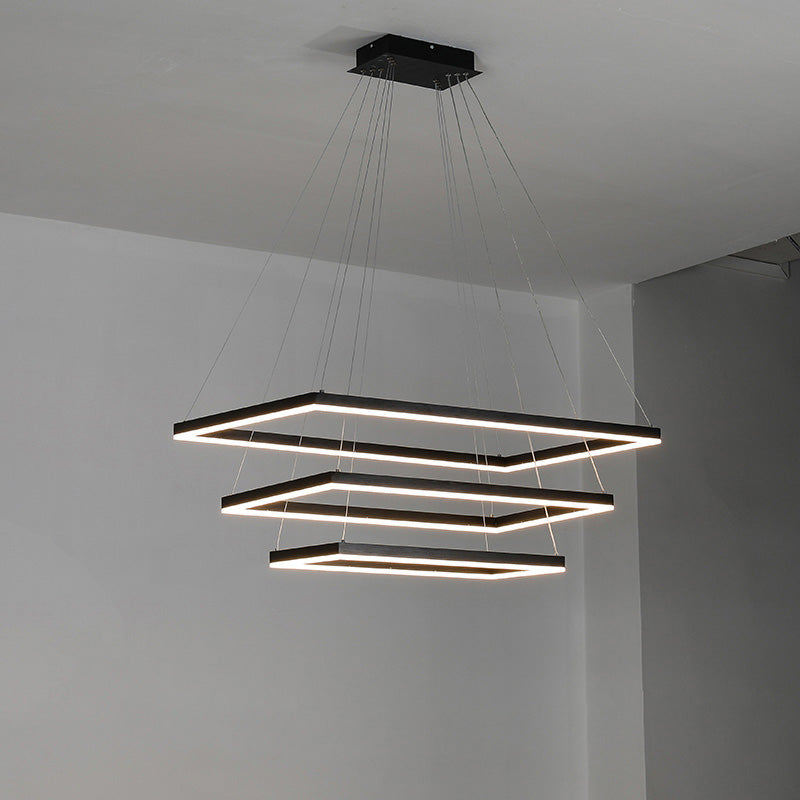 Lustre Rectangulaire à Plusieurs Niveaux - Luminaire Stratégique
