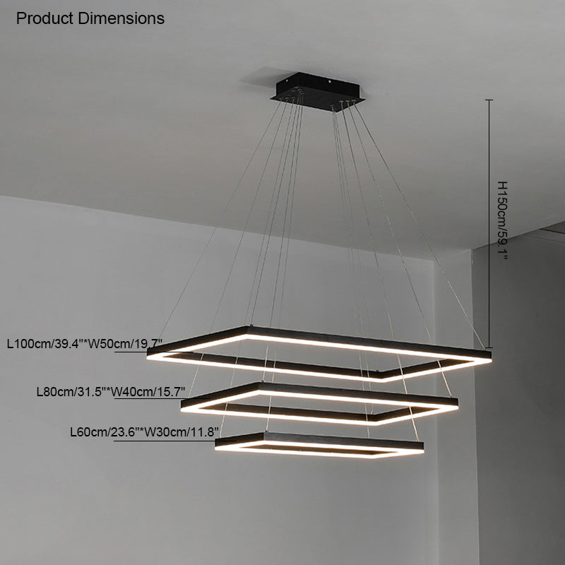 Lustre Rectangulaire à Plusieurs Niveaux - Luminaire Stratégique