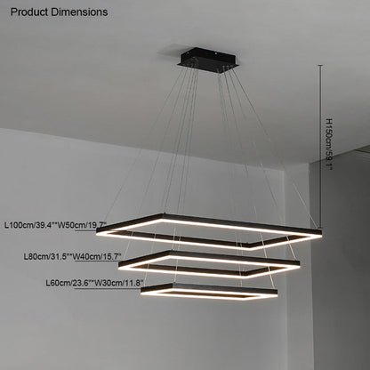 Lustre Rectangulaire à Plusieurs Niveaux - Luminaire Stratégique