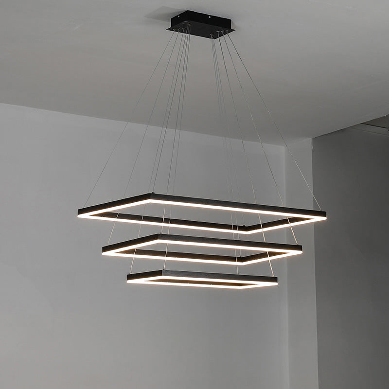 Lustre Rectangulaire à Plusieurs Niveaux - Luminaire Stratégique