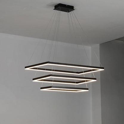 Lustre Rectangulaire à Plusieurs Niveaux - Luminaire Stratégique