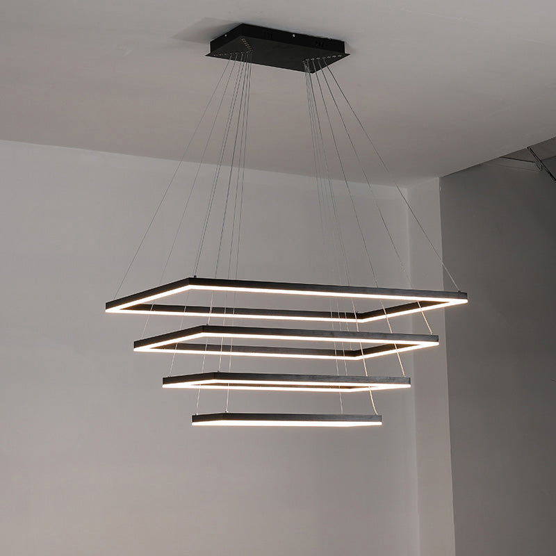 Lustre Rectangulaire à Plusieurs Niveaux - Luminaire Stratégique