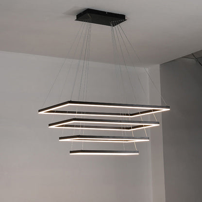 Lustre Rectangulaire à Plusieurs Niveaux - Luminaire Stratégique