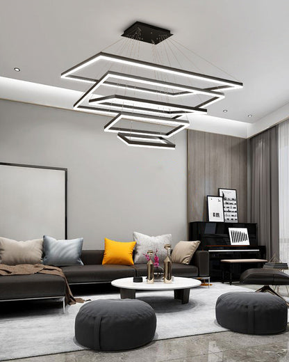 Lustre Rectangulaire à Plusieurs Niveaux - Luminaire Stratégique