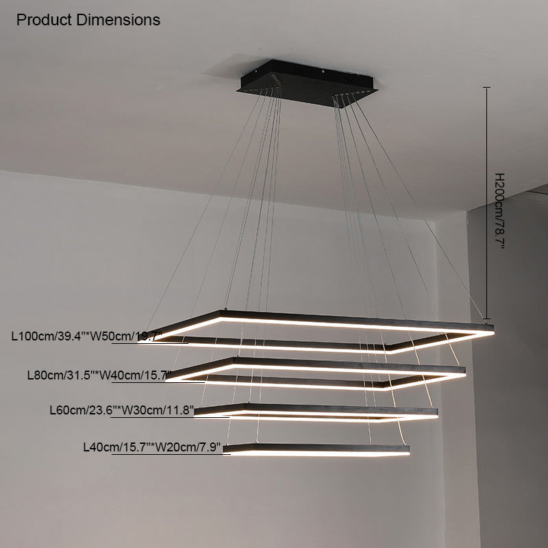 Lustre Rectangulaire à Plusieurs Niveaux - Luminaire Stratégique