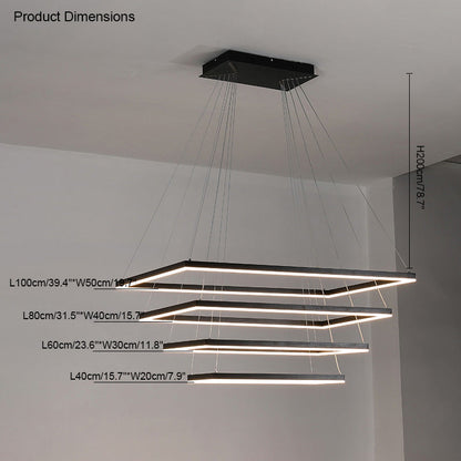 Lustre Rectangulaire à Plusieurs Niveaux - Luminaire Stratégique