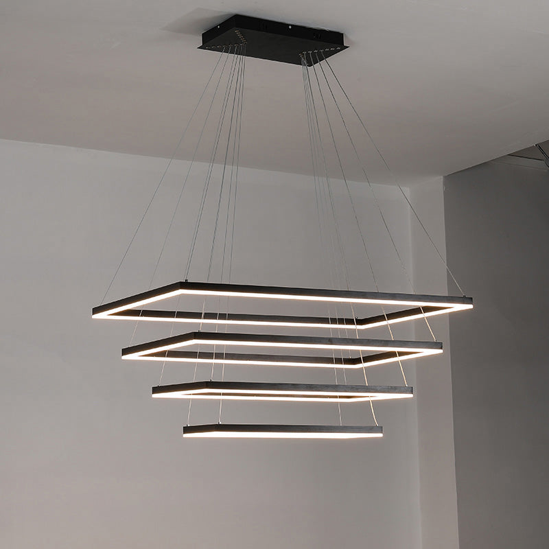 Lustre Rectangulaire à Plusieurs Niveaux - Luminaire Stratégique