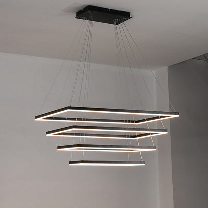 Lustre Rectangulaire à Plusieurs Niveaux - Luminaire Stratégique