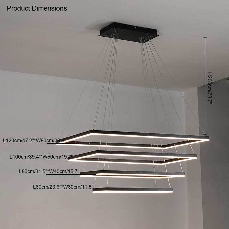 Lustre Rectangulaire à Plusieurs Niveaux - Luminaire Stratégique