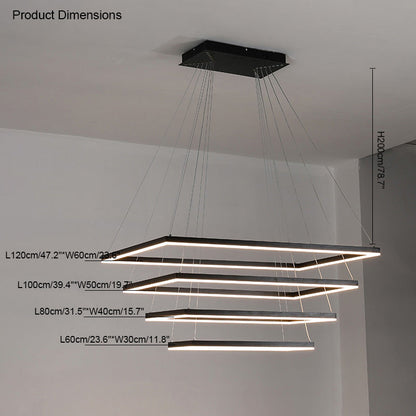 Lustre Rectangulaire à Plusieurs Niveaux - Luminaire Stratégique