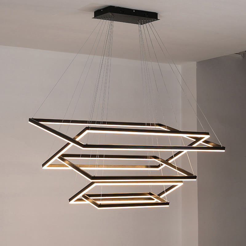 Lustre Rectangulaire à Plusieurs Niveaux - Luminaire Stratégique