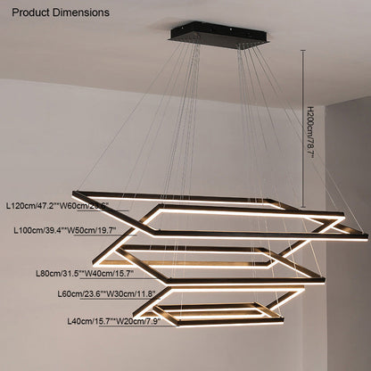 Lustre Rectangulaire à Plusieurs Niveaux - Luminaire Stratégique