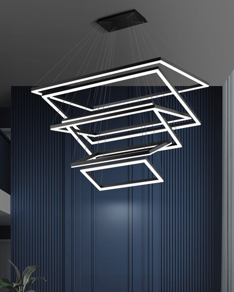 Lustre Rectangulaire à Plusieurs Niveaux - Luminaire Stratégique