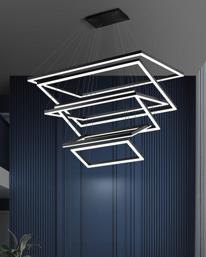Lustre Rectangulaire à Plusieurs Niveaux - Luminaire Stratégique