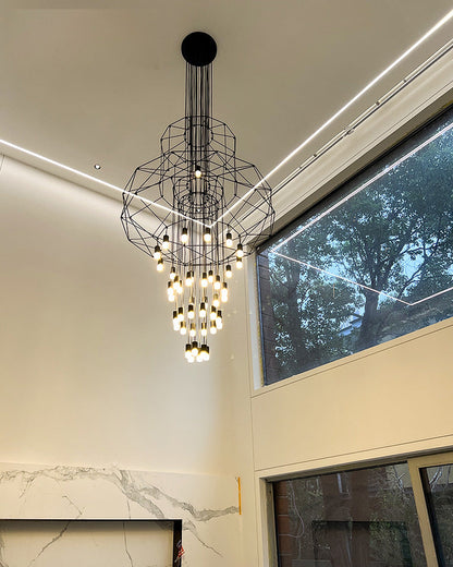 Lustre Sculptural en Fil Métallique