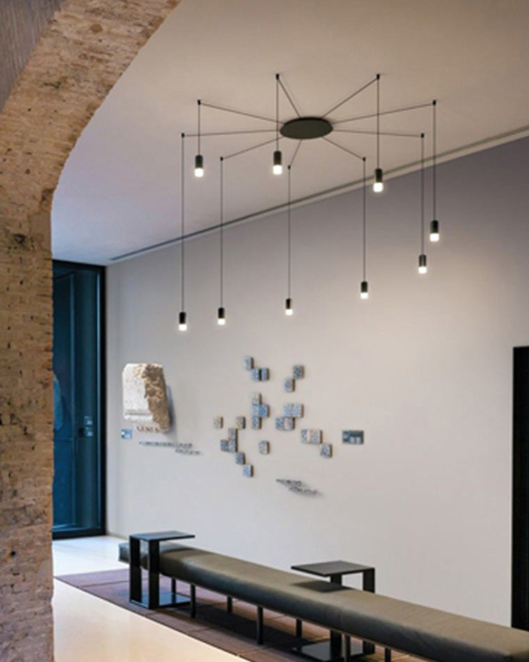 Lustre Sculptural en Fil Métallique