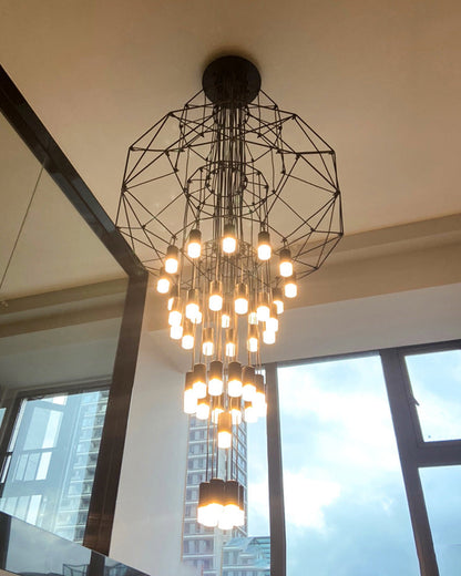 Lustre Sculptural en Fil Métallique