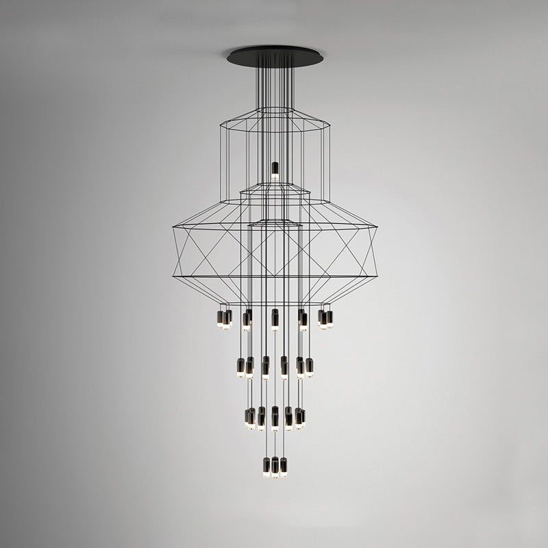Lustre Sculptural en Fil Métallique