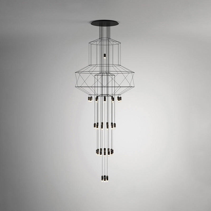 Lustre Sculptural en Fil Métallique