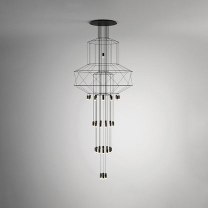 Lustre Sculptural en Fil Métallique