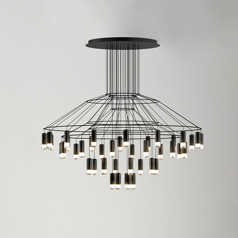Lustre Sculptural en Fil Métallique