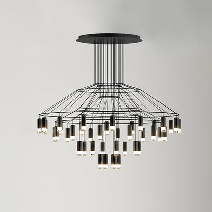 Lustre Sculptural en Fil Métallique