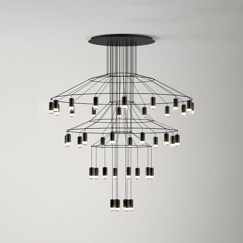 Lustre Sculptural en Fil Métallique