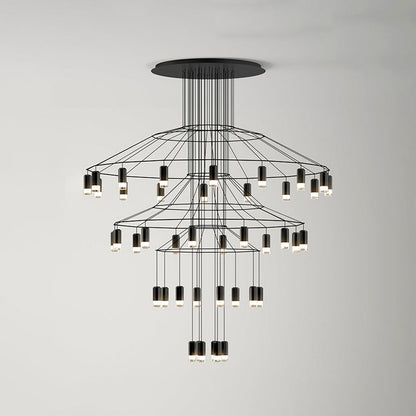 Lustre Sculptural en Fil Métallique