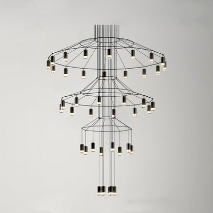 Lustre Sculptural en Fil Métallique