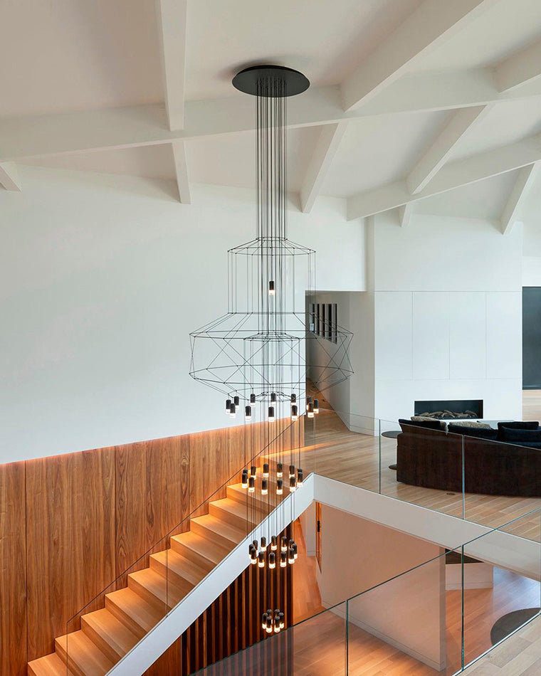 Lustre Sculptural en Fil Métallique