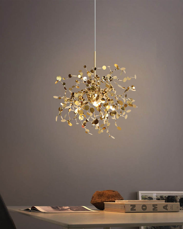 Lustre Suspendu - Nuage Métallique Argent/Or