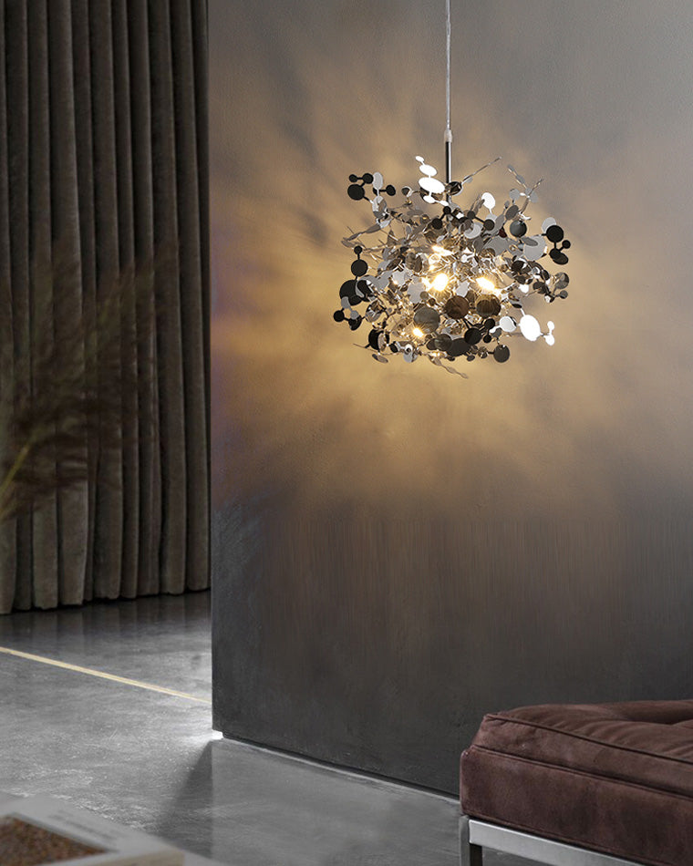 Lustre Suspendu - Nuage Métallique Argent/Or