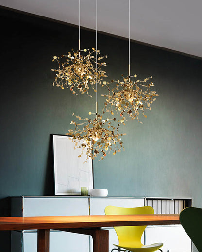 Lustre Suspendu - Nuage Métallique Argent/Or