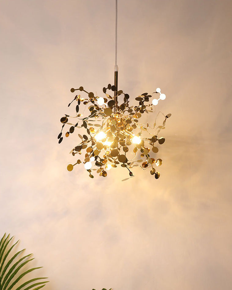 Lustre Suspendu - Nuage Métallique Argent/Or