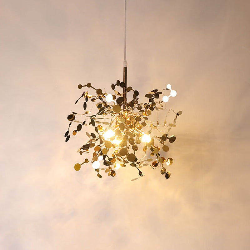 Lustre Suspendu - Nuage Métallique Argent/Or