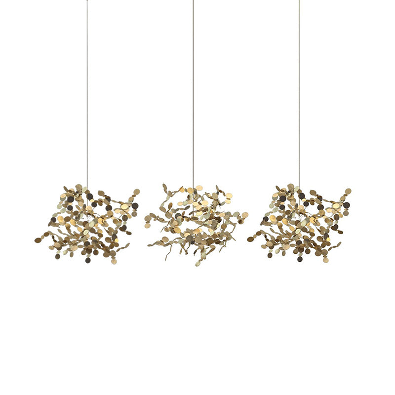 Lustre Suspendu - Nuage Métallique Argent/Or