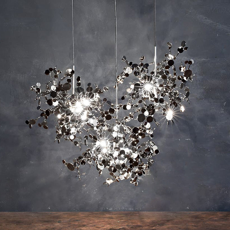 Lustre Suspendu - Nuage Métallique Argent/Or