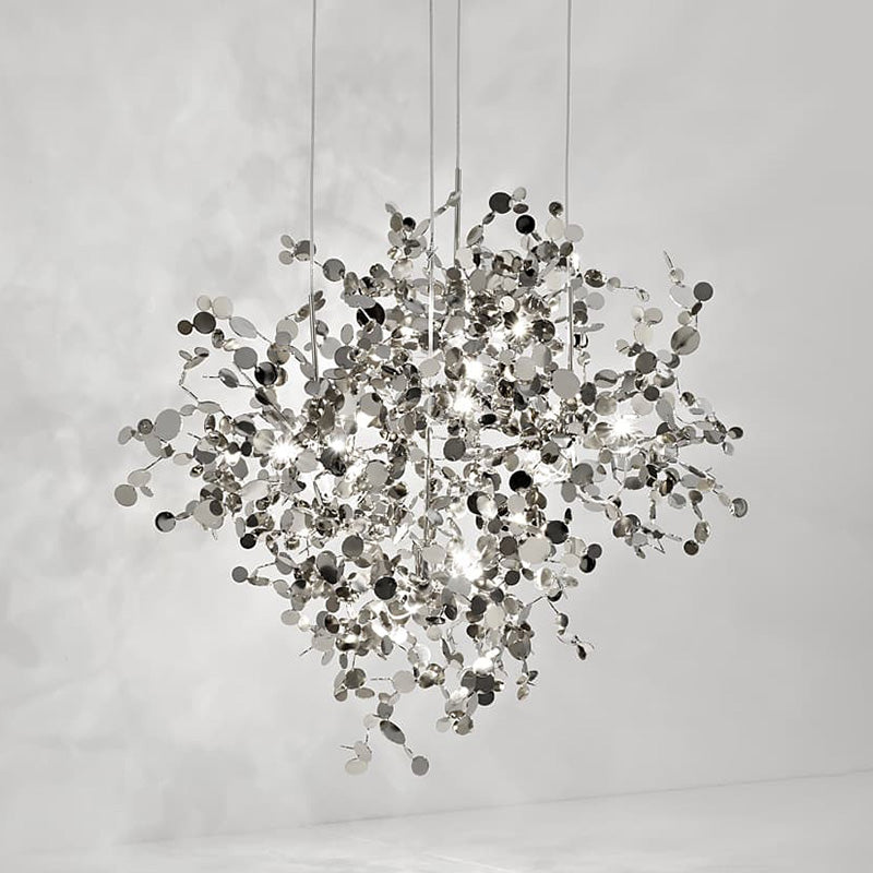 Lustre Suspendu - Nuage Métallique Argent/Or