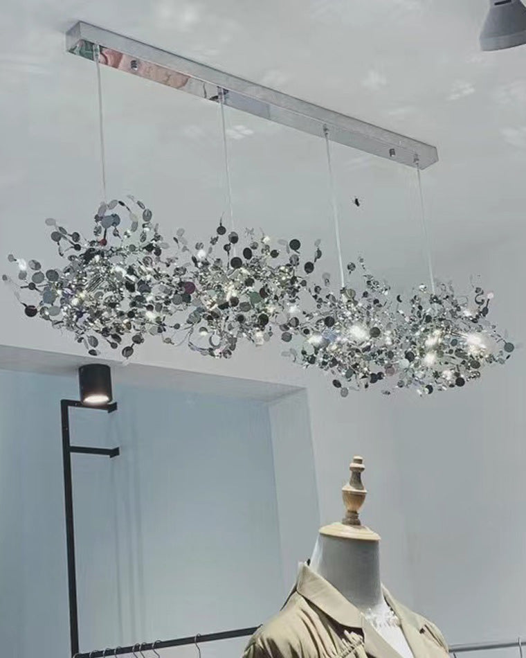 Lustre Suspendu - Nuage Métallique Argent/Or