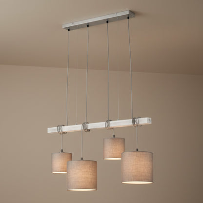 Lustre Suspension Abat Jour Gris Tissu