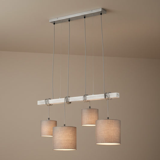 Lustre Suspension Abat Jour Gris Tissu