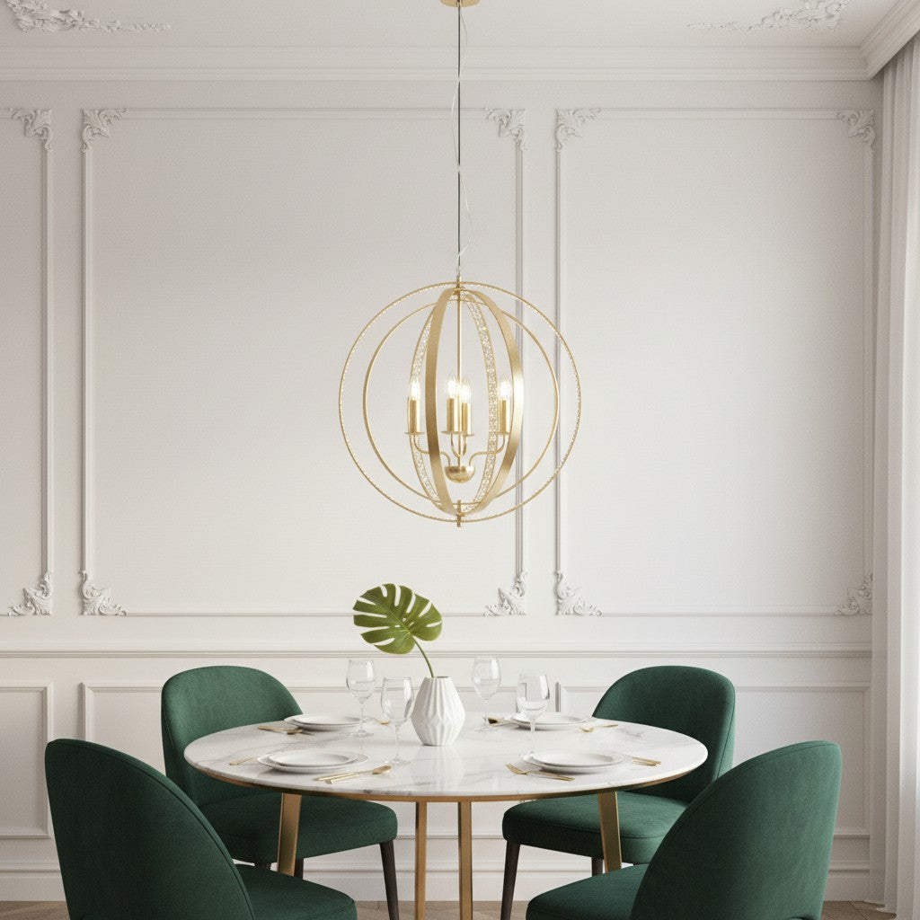 Lustre Suspension Dorée Strass BERTELLI