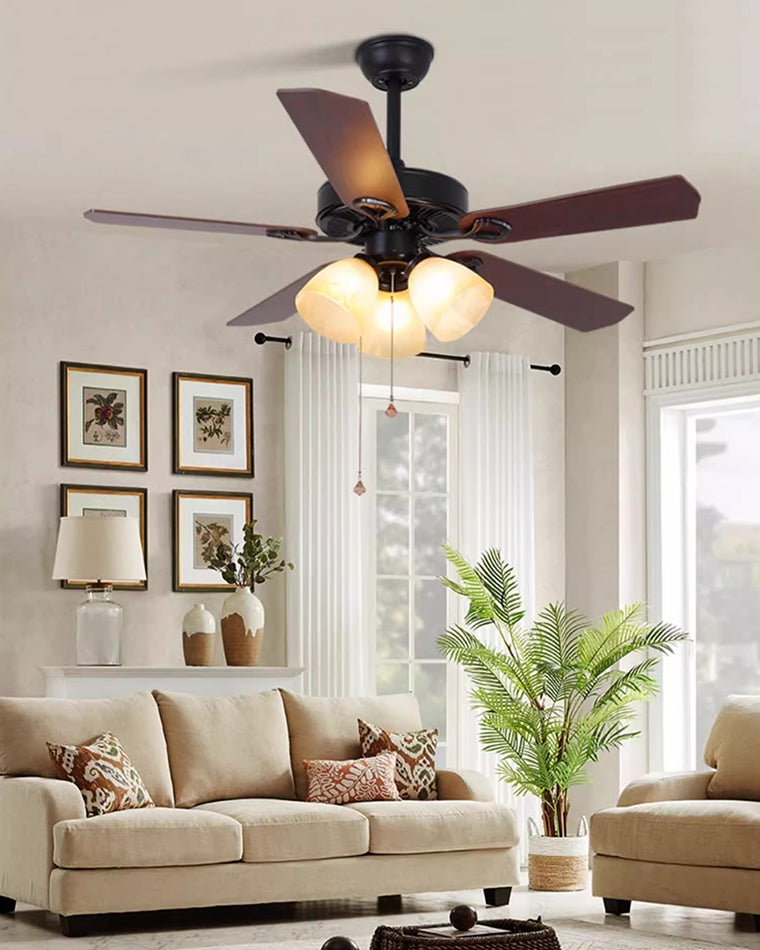Lustre Ventilateur Vintage en Verre Borealys