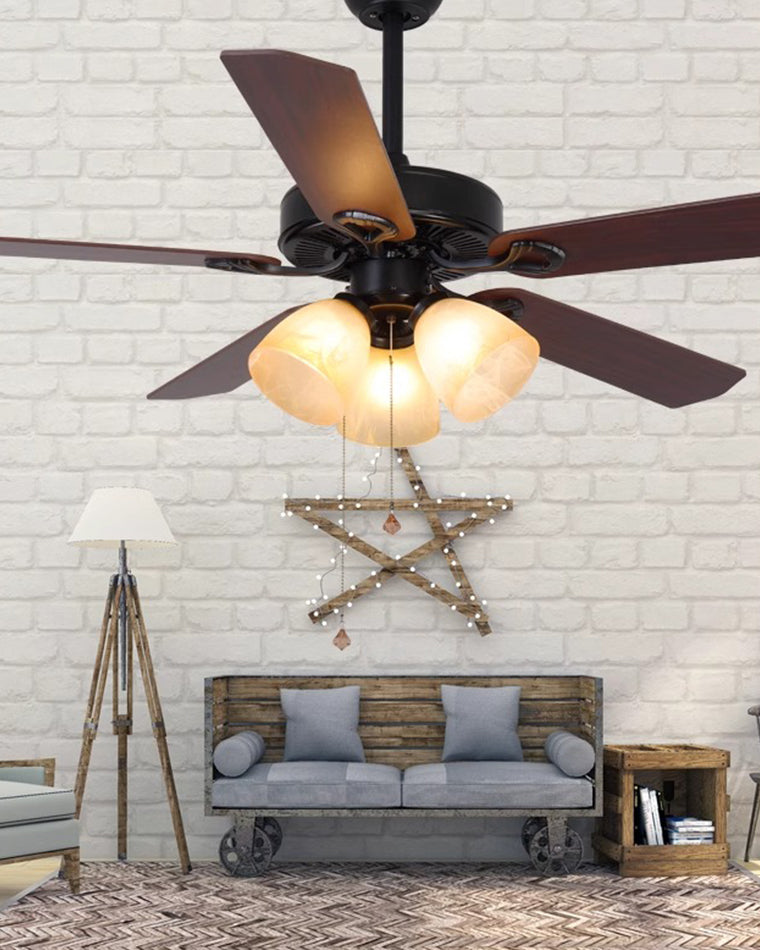 Lustre Ventilateur Vintage en Verre Borealys